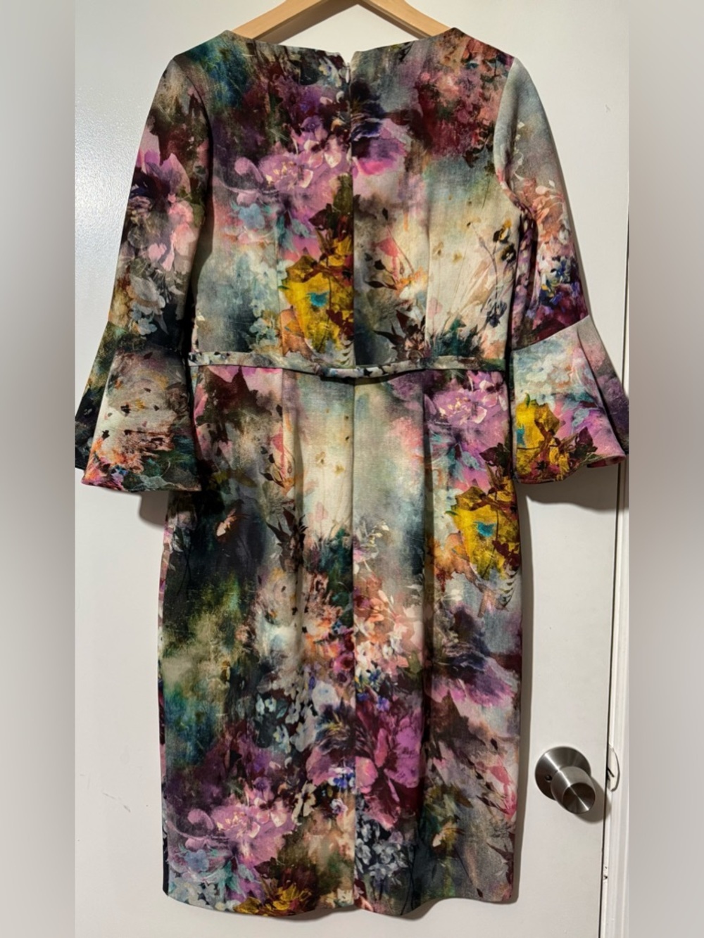Rickie Freeman for Teri Jon Multicolor Floral Watercolor Midi Dress - Picture 4 of 8